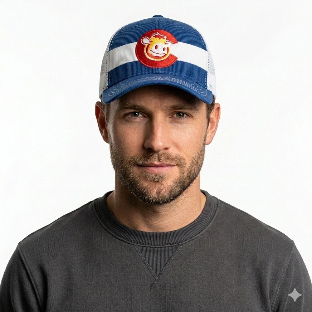 Sweet Cow Blue White Snapback Baseball Cap Hat Mens OS